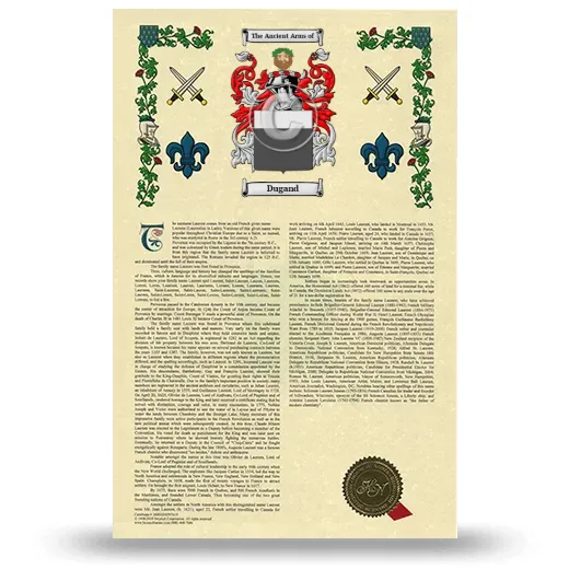 Dugand Armorial History with Coat of Arms