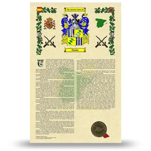 Durán Armorial History with Coat of Arms