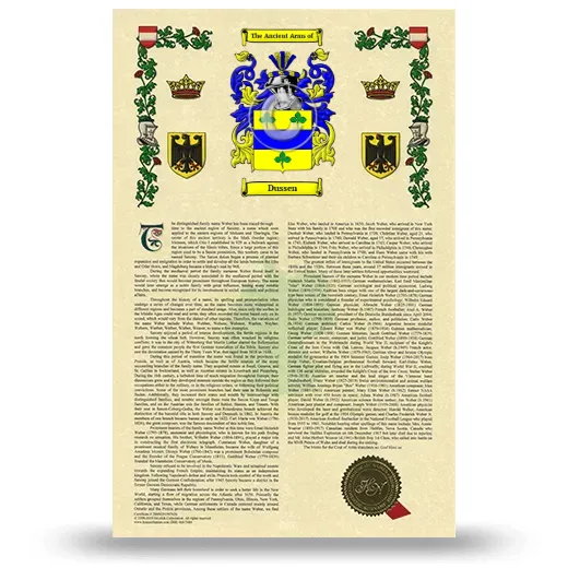 Dussen Armorial History with Coat of Arms