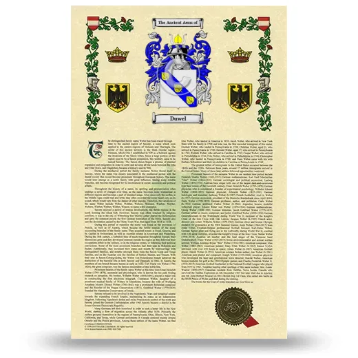 Duwel Armorial History with Coat of Arms