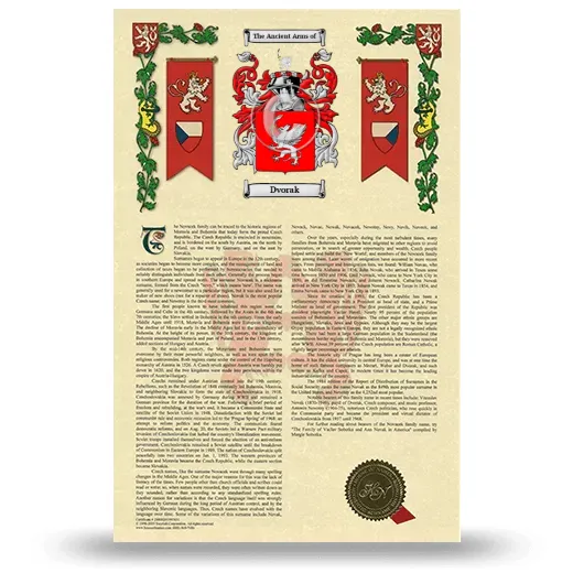 Dvorak Armorial History with Coat of Arms
