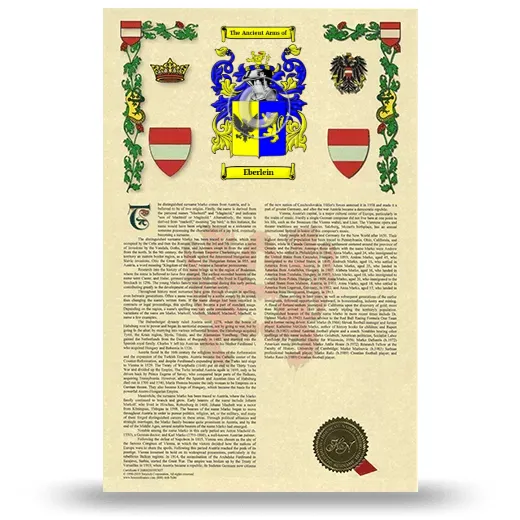 Eberlein Armorial History with Coat of Arms
