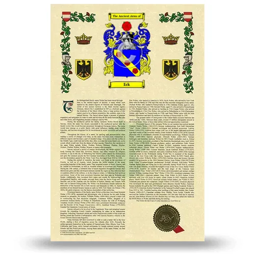 Eck Armorial History with Coat of Arms