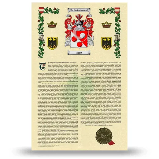 Egge Armorial History with Coat of Arms