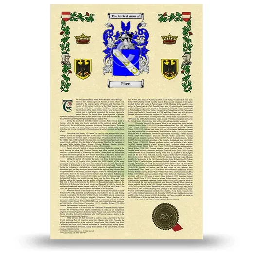 Eisen Armorial History with Coat of Arms