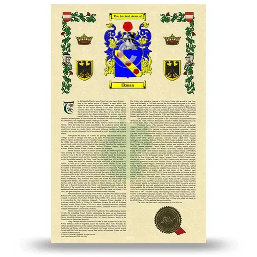 Ekman Armorial History with Coat of Arms