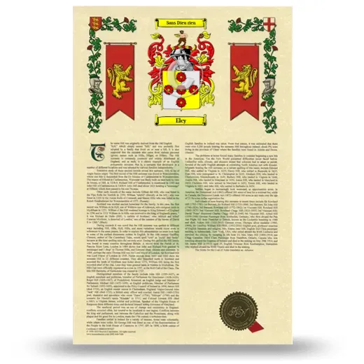 Elcy Armorial History with Coat of Arms