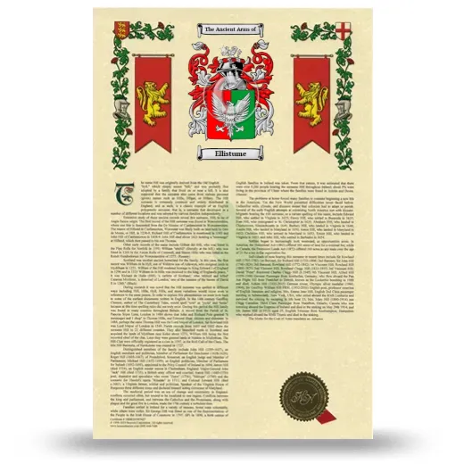 Ellistume Armorial History with Coat of Arms