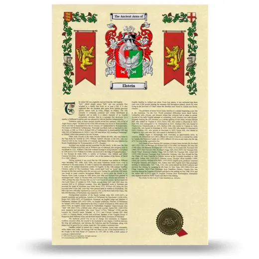 Elstein Armorial History with Coat of Arms