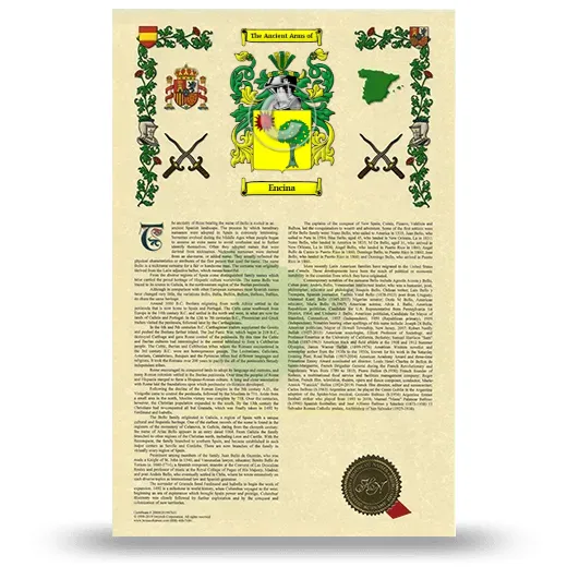 Encina Armorial History with Coat of Arms