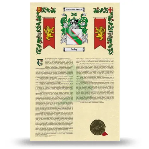 Enday Armorial History with Coat of Arms