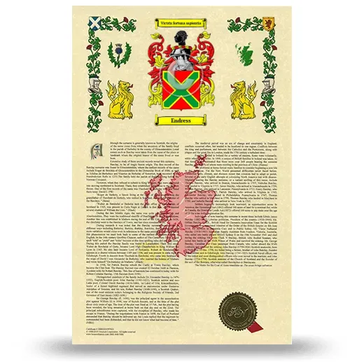 Endress Armorial History with Coat of Arms