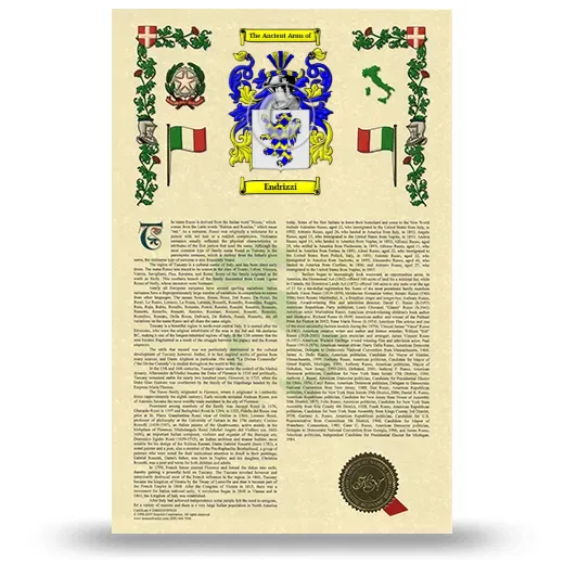 Endrizzi Armorial History with Coat of Arms