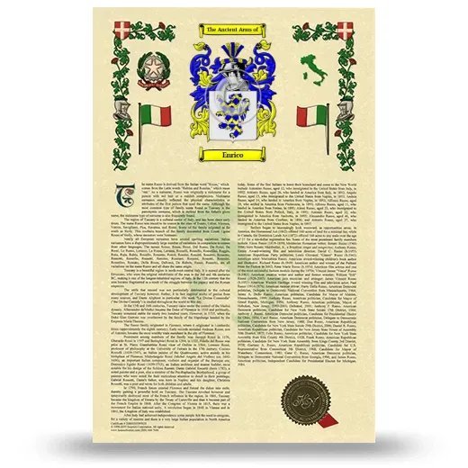 Enrico Armorial History with Coat of Arms