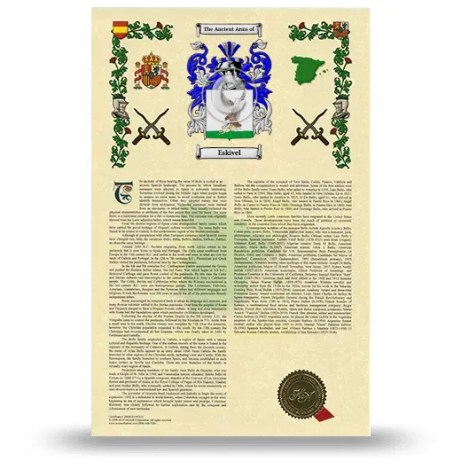 Eskivel Armorial History with Coat of Arms