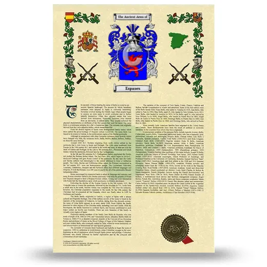 Espases Armorial History with Coat of Arms