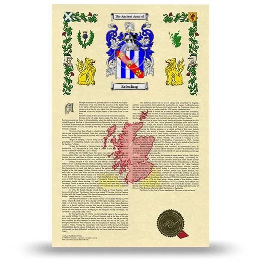 Esterling Armorial History with Coat of Arms