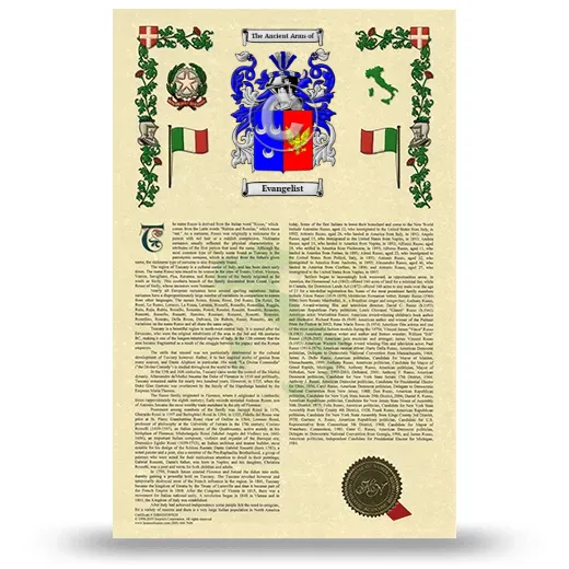 Evangelist Armorial History with Coat of Arms