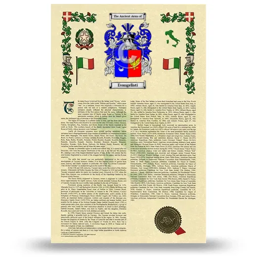 Evangelisti Armorial History with Coat of Arms