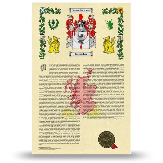 Facquehar Armorial History with Coat of Arms