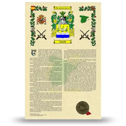 Fajarda Armorial History with Coat of Arms
