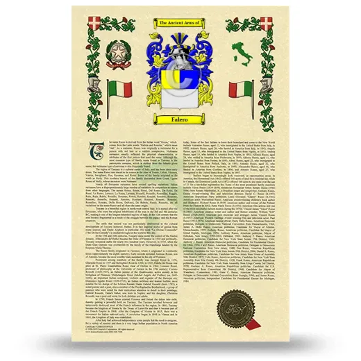 Falero Armorial History with Coat of Arms