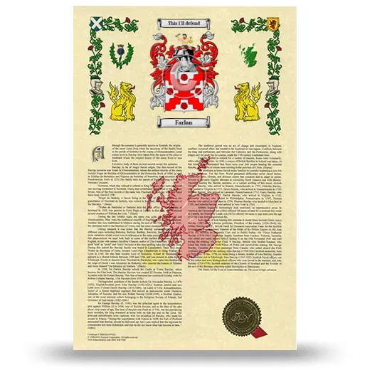Farlan Armorial History with Coat of Arms