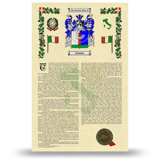Farnese Armorial History with Coat of Arms