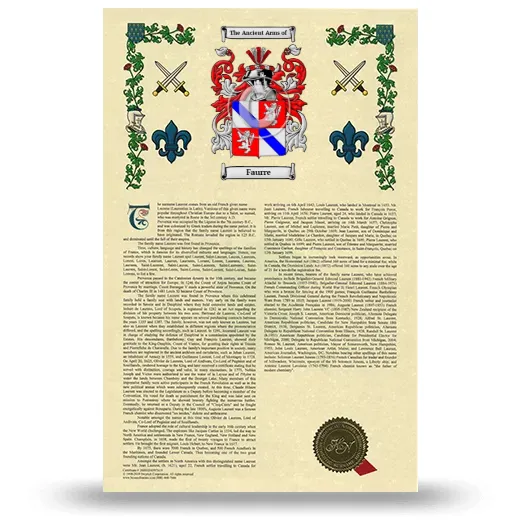 Faurre Armorial History with Coat of Arms