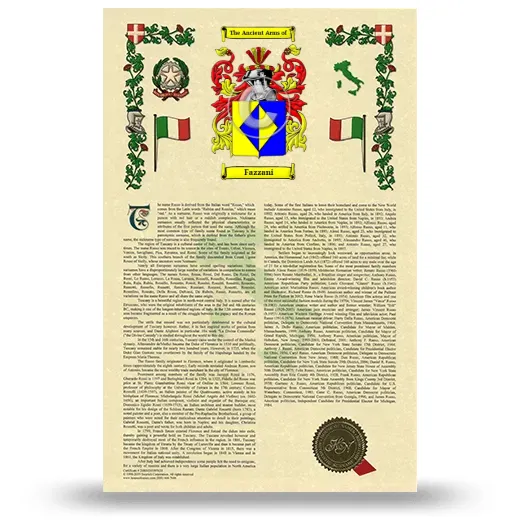 Fazzani Armorial History with Coat of Arms