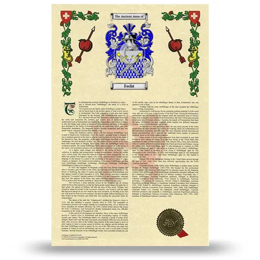 Fecht Armorial History with Coat of Arms