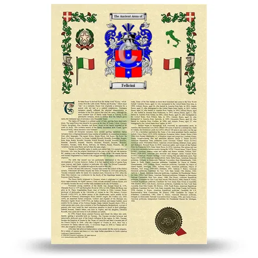 Felicini Armorial History with Coat of Arms