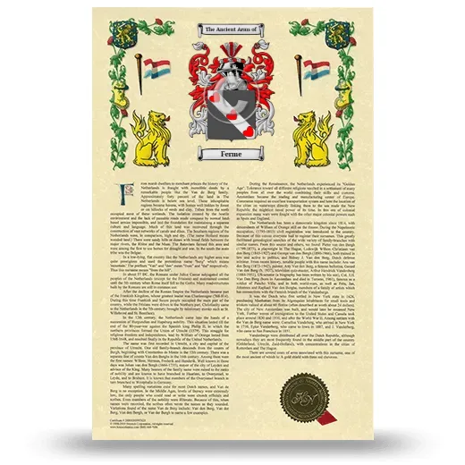 Ferme Armorial History with Coat of Arms