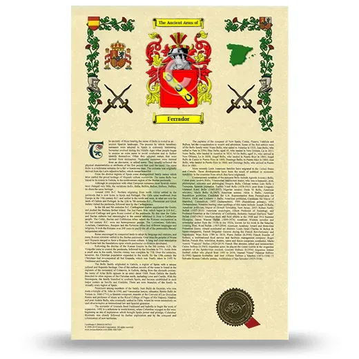 Ferrador Armorial History with Coat of Arms