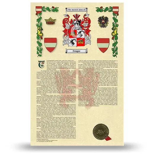 Feuger Armorial History with Coat of Arms