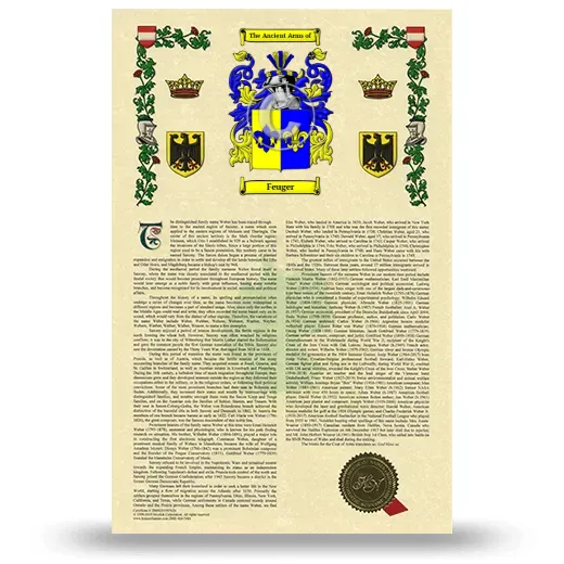 Feuger Armorial History with Coat of Arms