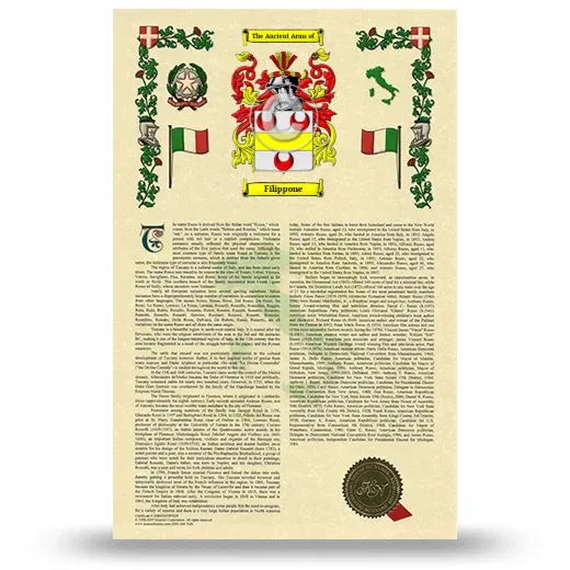 Filippone Armorial History with Coat of Arms