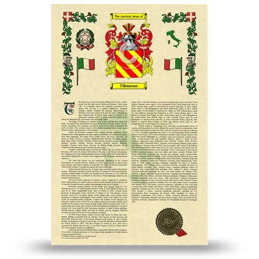 Filomeno Armorial History with Coat of Arms