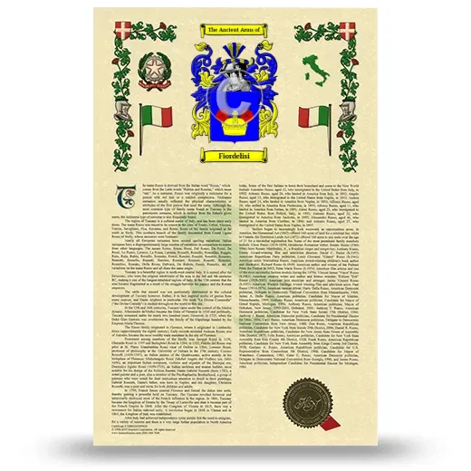 Fiordelisi Armorial History with Coat of Arms