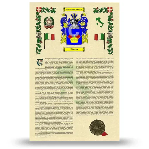 Fiorito Armorial History with Coat of Arms