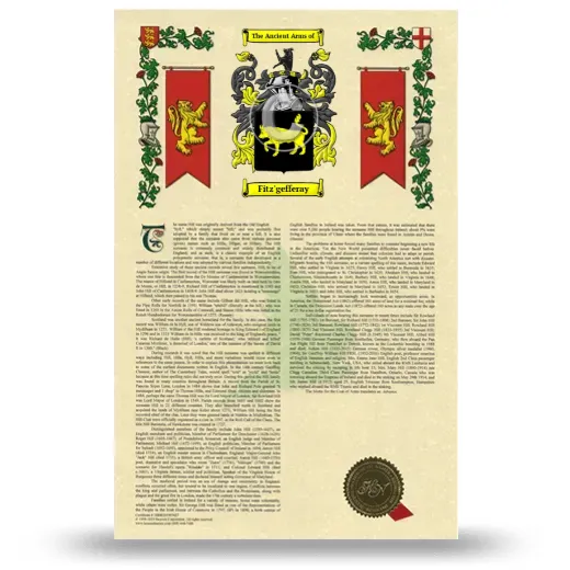 Fitz'gefferay Armorial History with Coat of Arms