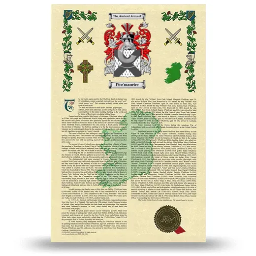 Fitz'maurice Armorial History with Coat of Arms