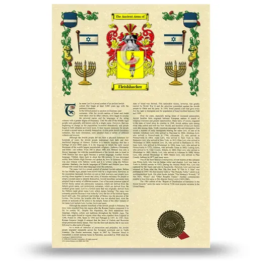 Fleishhacker Armorial History with Coat of Arms