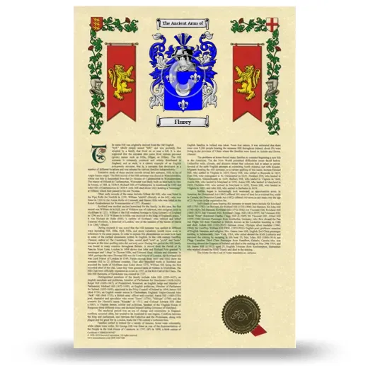 Flurey Armorial History with Coat of Arms