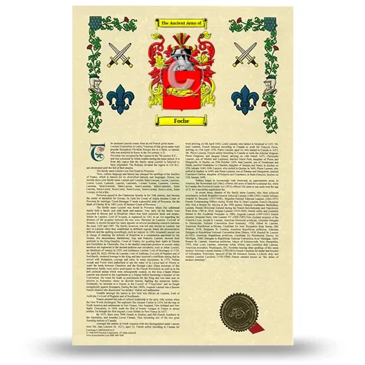 Foche Armorial History with Coat of Arms