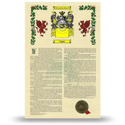 Fogan Armorial History with Coat of Arms