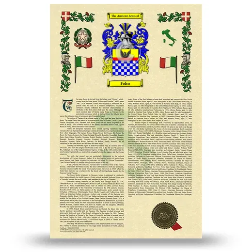 Folco Armorial History with Coat of Arms