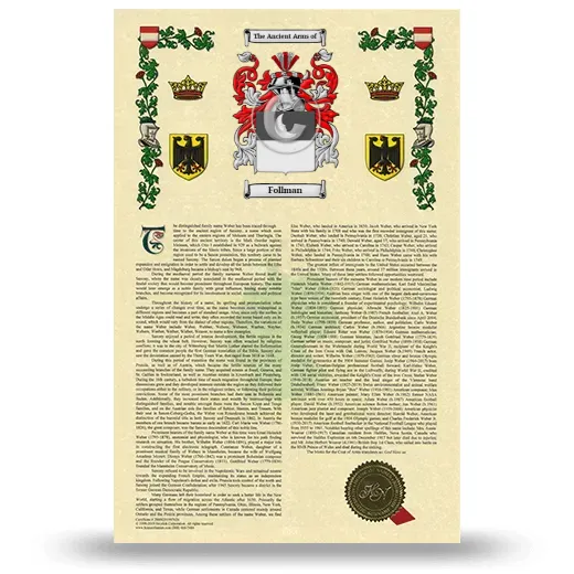 Follman Armorial History with Coat of Arms