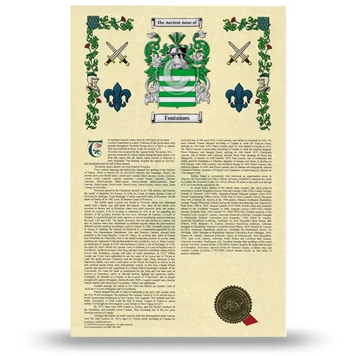 Fontaines Armorial History with Coat of Arms