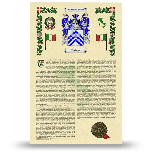 Forlano Armorial History with Coat of Arms